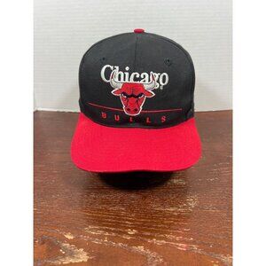 Chicago Bulls NBA Snapback Hat Black/Red Vintage By Twins X3